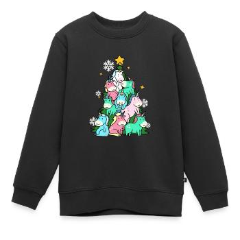 Einhorn-Tanne - Kinder Premium Organic Sweatshirt - Schwarz - Vorne - AI Model Kid Female (0cm)