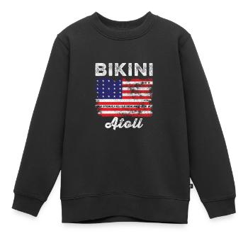 Drapeau de l’atoll de Bikini en détresse Drapeau de Bikini - Sweat Premium enfant bio - noir - Devant - AI Model Kid Female (0cm)