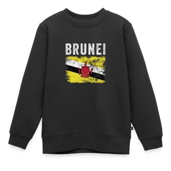 Drapeau du Brunei en détresse - Drapeau brunéien - Sweat Premium enfant bio - noir - Devant - AI Model Kid Female (0cm)
