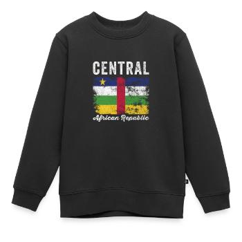 Flagge der Zentralafrikanischen Republik Verzweifelt - Kinder Premium Organic Sweatshirt - Schwarz - Vorne - AI Model Kid Female (0cm)