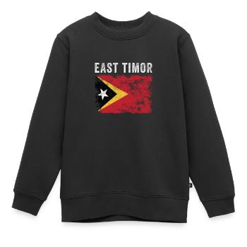 Drapeau du Timor oriental Drapeau timorais en détresse - Sweat Premium enfant bio - noir - Devant - AI Model Kid Female (0cm)