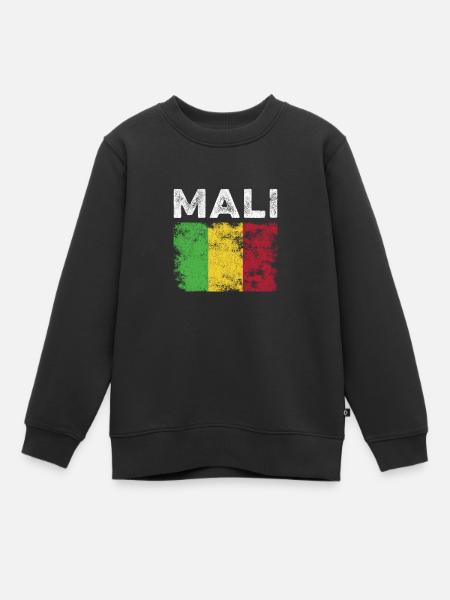 Drapeau du Mali en détresse - Drapeau malien - Sweat Premium enfant bio - noir