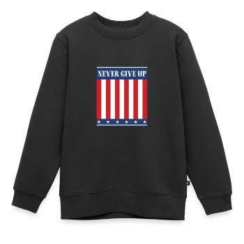 Never give up - Kinder Premium Organic Sweatshirt - Schwarz - Vorne - AI Model Kid Female (0cm)