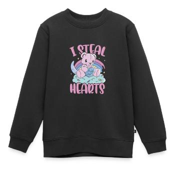 Hug Me - I Steal Hearts - Kinder Premium Organic Sweatshirt - Schwarz - Vorne - AI Model Kid Female (0cm)