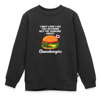 Cheeseburger Burger - Kinder Premium Organic Sweatshirt - Schwarz - Vorne - AI Model Kid Female (0cm)