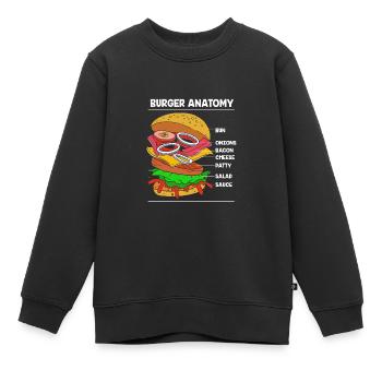 Cheeseburger Anatomie - Kinder Premium Organic Sweatshirt - Schwarz - Vorne - AI Model Kid Female (0cm)