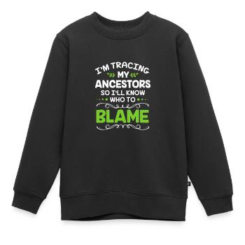 Généalogie de l’arbre généalogique - Sweat Premium enfant bio - noir - Devant - AI Model Kid Female (0cm)