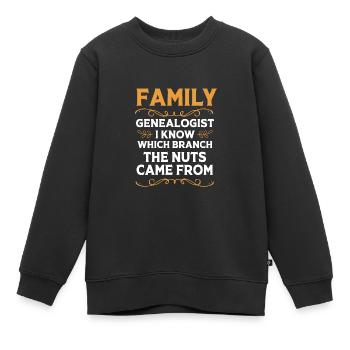 Généalogie de l’arbre généalogique - Sweat Premium enfant bio - noir - Devant - AI Model Kid Female (0cm)