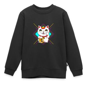 Maneki Neko Japan Glücksbringer - Kinder Premium Organic Sweatshirt - Schwarz - Vorne - AI Model Kid Female (0cm)