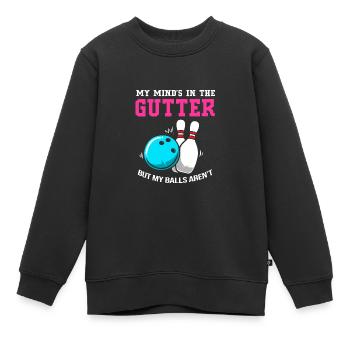 Bowling Bowler Bowling Skittles Boule de bowling - Sweat Premium enfant bio - noir - Devant - AI Model Kid Female (0cm)