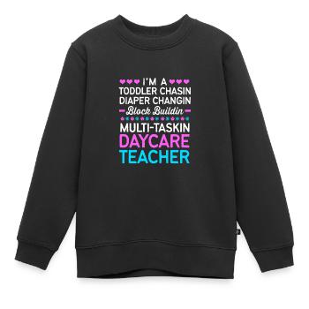 Garderie Éducateur Éducateur - Sweat Premium enfant bio - noir - Devant - AI Model Kid Female (0cm)