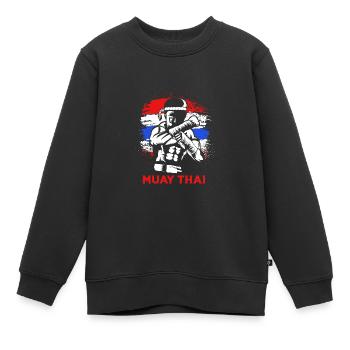 Boxe Muay Thai - Sweat Premium enfant bio - noir - Devant - AI Model Kid Female (0cm)