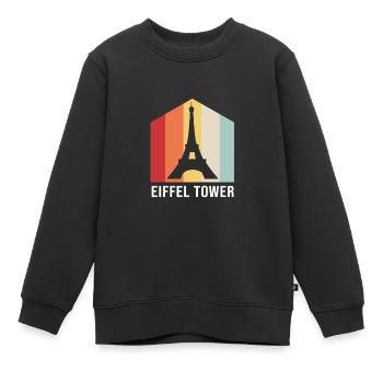 France Eiffel Tower - Kids Premium Organic Sweatshirt - black - Front - AI Model Kid Female (0cm)