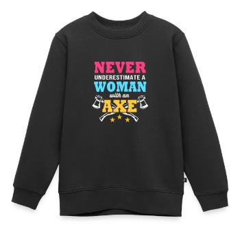 Bijl gooien - Kinder Premium sweater biologisch - zwart - Voor - AI Model Kid Female (0cm)