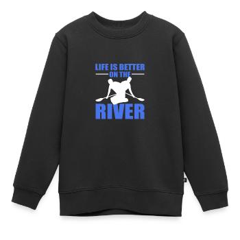 Kajak Kajakfahren Kanu Kanusport - Kinder Premium Organic Sweatshirt - Schwarz - Vorne - AI Model Kid Female (0cm)