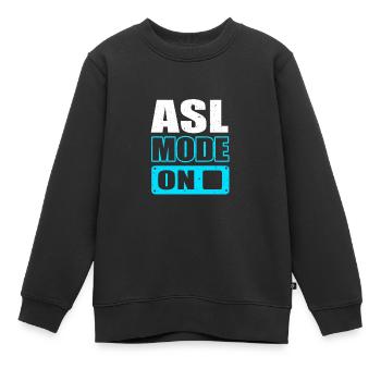 Langue des signes ASL sourd - Sweat Premium enfant bio - noir - Devant - AI Model Kid Female (0cm)