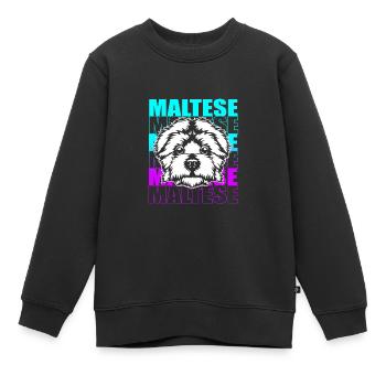 Chien maltais - Sweat Premium enfant bio - noir - Devant - AI Model Kid Female (0cm)