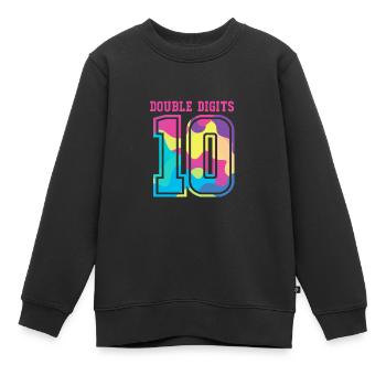 10e anniversaire Dix ans de naissance Date de naissance Date de naissance - Sweat Premium enfant bio - noir - Devant - AI Model Kid Female (0cm)