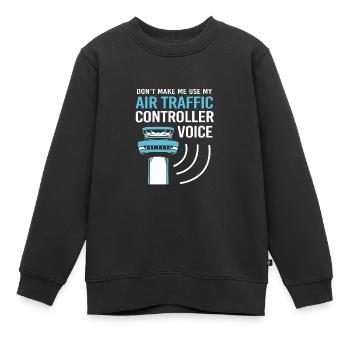 Contrôleur aérien - Sweat Premium enfant bio - noir - Devant - AI Model Kid Female (0cm)