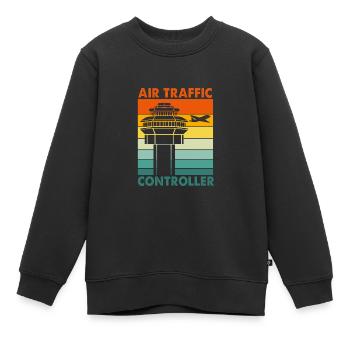 Contrôleur aérien - Sweat Premium enfant bio - noir - Devant - AI Model Kid Female (0cm)