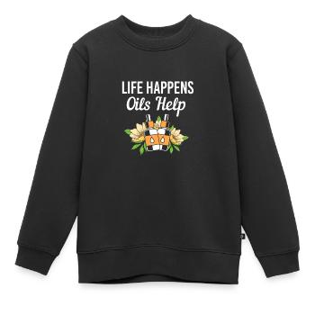 Huile essentielle - Sweat Premium enfant bio - noir - Devant - AI Model Kid Female (0cm)
