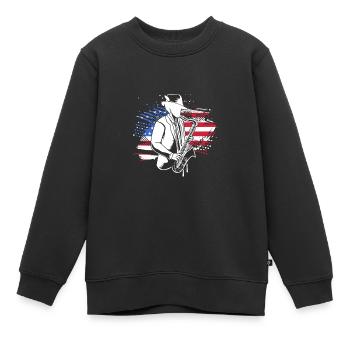 Saxophoniste saxophoniste - Sweat Premium enfant bio - noir - Devant - AI Model Kid Female (0cm)