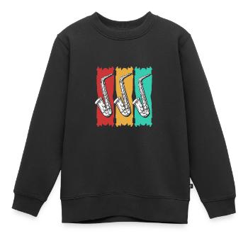 Saxophoniste saxophoniste - Sweat Premium enfant bio - noir - Devant - AI Model Kid Female (0cm)