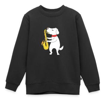 Saxophoniste saxophoniste - Sweat Premium enfant bio - noir - Devant - AI Model Kid Female (0cm)