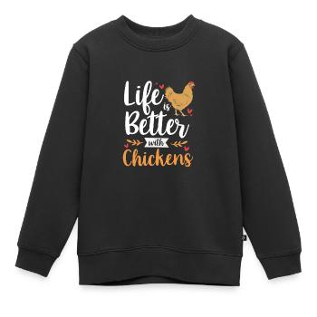 Poulet Volaille - Sweat Premium enfant bio - noir - Devant - AI Model Kid Female (0cm)