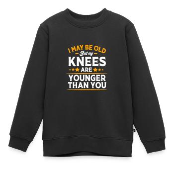 Knie Operation - Kinder Premium Organic Sweatshirt - Schwarz - Vorne - AI Model Kid Female (0cm)
