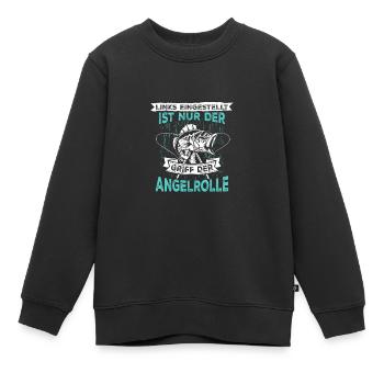 Links eingestellt ist nur der Griff der Angelrolle - Kinder Premium Organic Sweatshirt - Schwarz - Vorne - AI Model Kid Female (0cm)