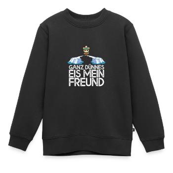 Ganz dünnes Eis mein Freund Hund auf Eisscholle - Kinder Premium Organic Sweatshirt - Schwarz - Vorne - AI Model Kid Female (0cm)