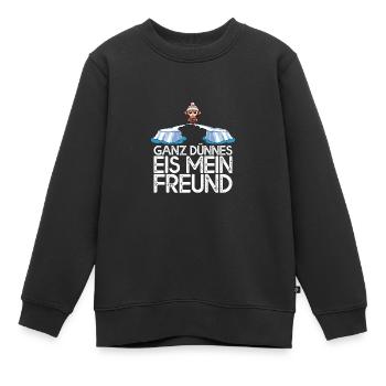Ganz dünnes Eis mein Freund Affe auf Eisscholle - Kinder Premium Organic Sweatshirt - Schwarz - Vorne - AI Model Kid Female (0cm)