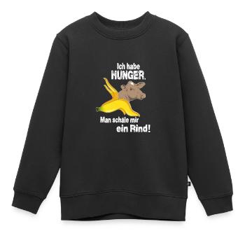 Ich habe HUNGER. Man schäle mir ein Rind! - Kinder Premium Organic Sweatshirt - Schwarz - Vorne - AI Model Kid Female (0cm)