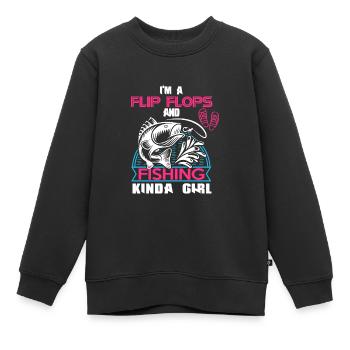 Ich bin ein Flip Flop und Fischer Mädchen - Kinder Premium Organic Sweatshirt - Schwarz - Vorne - AI Model Kid Female (0cm)