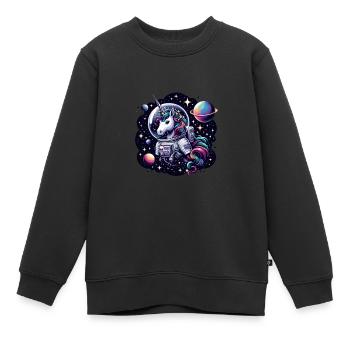 Einhorn in der Sternengalaxie - Kinder Premium Organic Sweatshirt - Schwarz - Vorne - AI Model Kid Female (0cm)