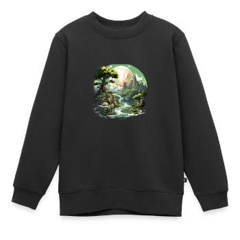Von der Natur inspirierte landschaftliche Kunst - Kinder Premium Organic Sweatshirt - Schwarz - Vorne - AI Model Kid Female (0cm)
