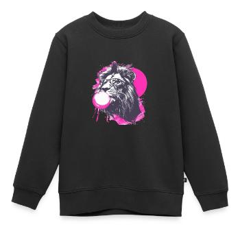 Löwe mit Sonnenbrille Bubblegum für einen - Kinder Premium Organic Sweatshirt - Schwarz - Vorne - AI Model Kid Female (0cm)