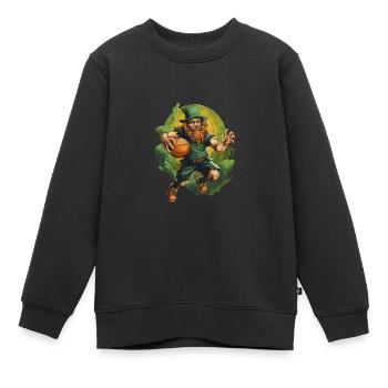 Leprechaun Basketball Irish Irland - Kinder Premium Organic Sweatshirt - Schwarz - Vorne - AI Model Kid Female (0cm)
