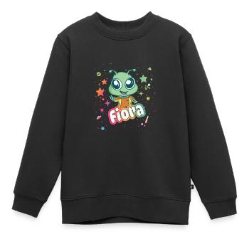 FIORA - Schöner Mädchen Name mit niedlichem Alien - Kinder Premium Organic Sweatshirt - Schwarz - Vorne - AI Model Kid Female (0cm)
