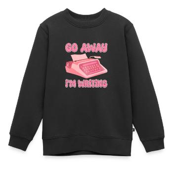 Va-t’en, j’écris des écrivains, des romanciers - Sweat Premium enfant bio - noir - Devant - AI Model Kid Female (0cm)