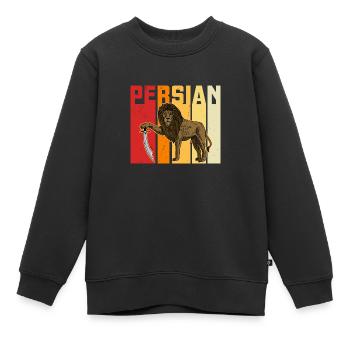 Persien Perser Löwe Sonne Iran Geschichte - Kinder Premium Organic Sweatshirt - Schwarz - Vorne - AI Model Kid Female (0cm)