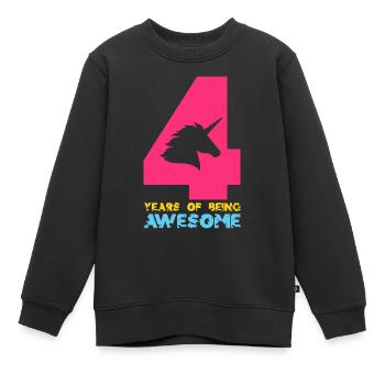 4 ANS D’ÊTRE GÉNIAL LICORNE 4E ANNIVERSAIRE - Sweat Premium enfant bio - noir - Devant - AI Model Kid Female (0cm)