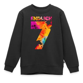 ENDLICH 7 EINHORN 7. GEBURTSTAG - Kinder Premium Organic Sweatshirt - Schwarz - Vorne - AI Model Kid Female (0cm)