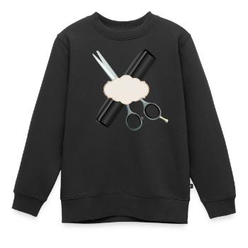 Friseurschere mit Kamm und Etikette - Kinder Premium Organic Sweatshirt - Schwarz - Vorne - AI Model Kid Female (0cm)