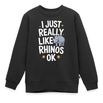 Rhinocéros Rhinocéros - Sweat Premium enfant bio - noir - Devant - AI Model Kid Female (0cm)