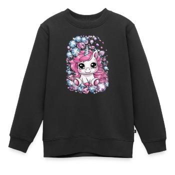 Süßes Kawaii Einhorn mit brillianten Farben - Kinder Premium Organic Sweatshirt - Schwarz - Vorne - AI Model Kid Female (0cm)