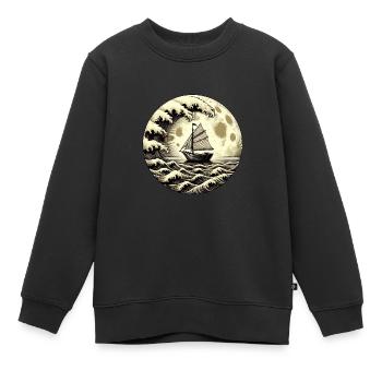 Voilier Vintage Single Master Tsunami Storm - Sweat Premium enfant bio - noir - Devant - AI Model Kid Female (0cm)