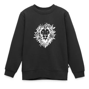 Lion à tête de lion - Sweat Premium enfant bio - noir - Devant - AI Model Kid Female (0cm)