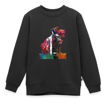 Reitkunst #horsemanship #sport - Kinder Premium Organic Sweatshirt - Schwarz - Vorne - AI Model Kid Female (0cm)